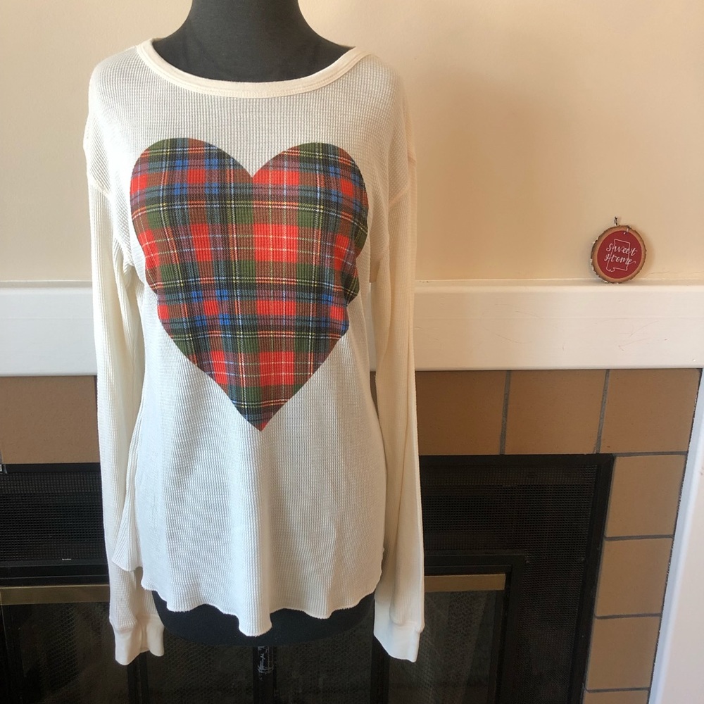 Wildfox Plaid Heart Thermal Medium - Picture 1 of 6